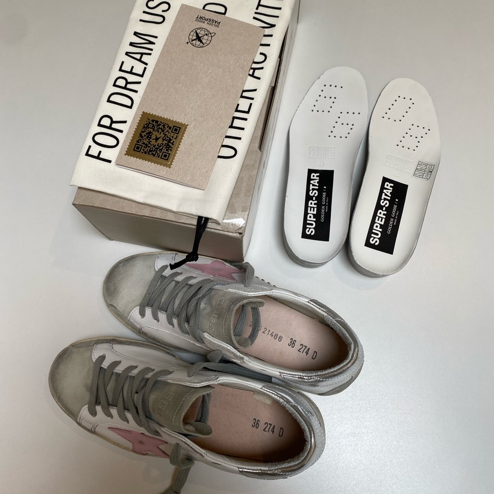 Golden Goose Superstar Sneaker White Leather/Ice/Orchid Pink sz 36 New in Box - Picture 7 of 14